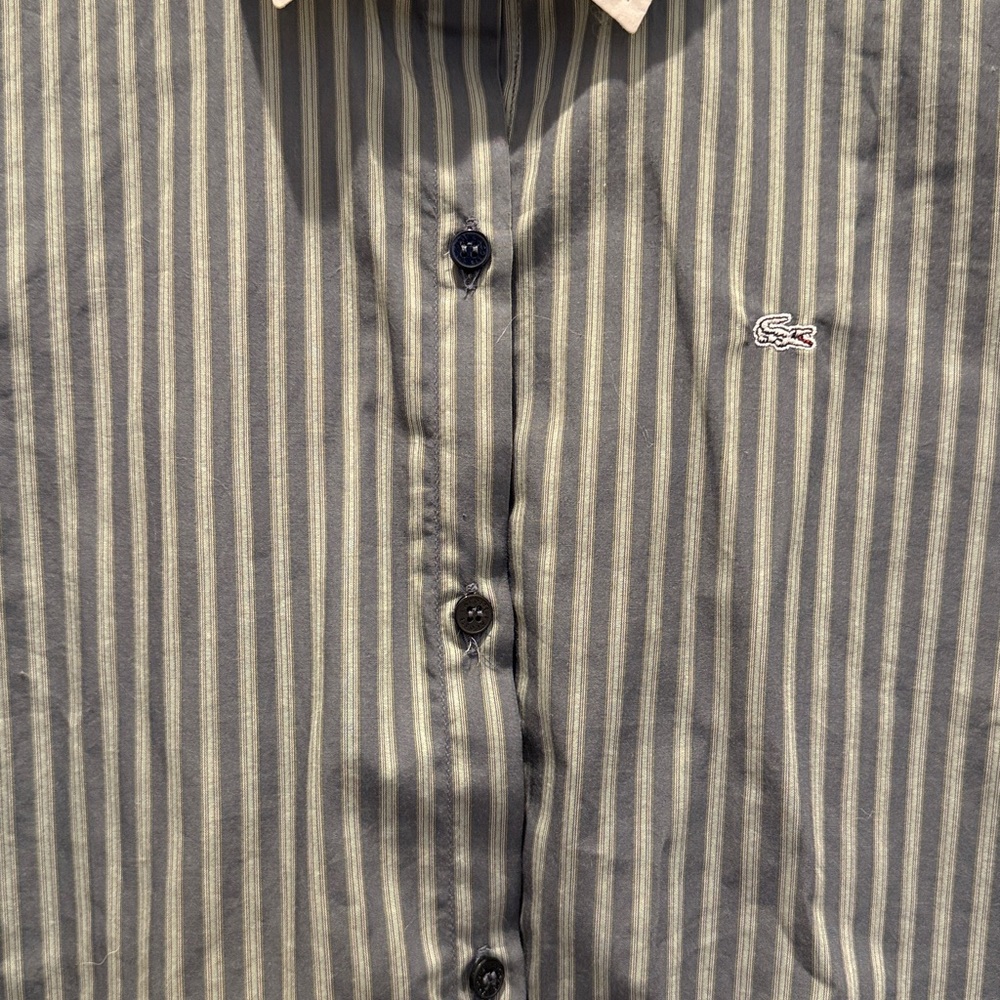 Lacoste - Striped Dress Shirt - Green/Blue - 8 - Picture 2 of 3